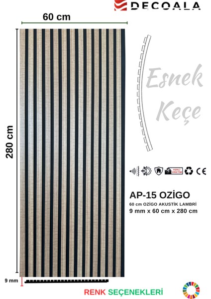 Mdf Ahşap Akustik Puvar Paneli 60X275 cm - Ozigo