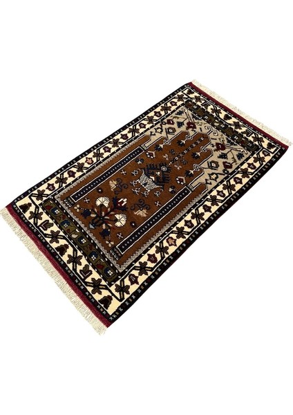 Yahyalı Halısı Kök Boya Seccade 80X140 Kahverengi Yün Namazlık