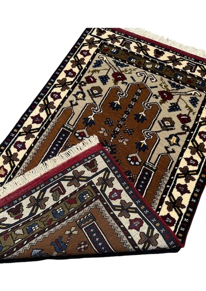 Yahyalı Halısı Kök Boya Seccade 80X140 Kahverengi Yün Namazlık fiyatları