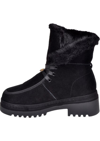 Hakiki Deri Süet Kadın Bot GJ-25K433 Siyah Süet modelleri