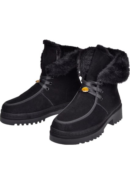 Hakiki Deri Süet Kadın Bot GJ-25K433 Siyah Süet fırsatları