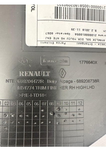 Arka Etek Takviye Sacı - Renault Kadjar 791221818R modelleri