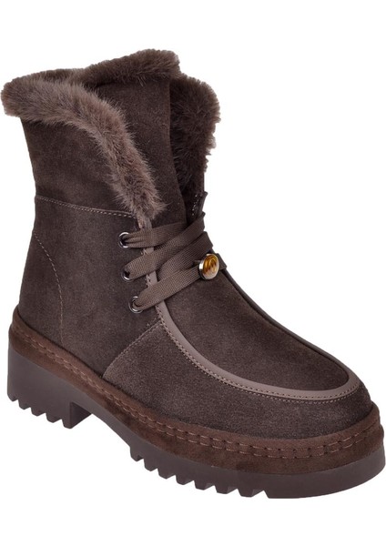 Hakiki Deri Süet Kadın Bot GJ-25K433 Kahve Süet