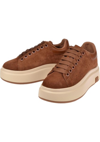 Hakiki Deri Kalın Taban Kadın Spor Ayakkabı GJ-25K361-1 Camel Süet fırsatları