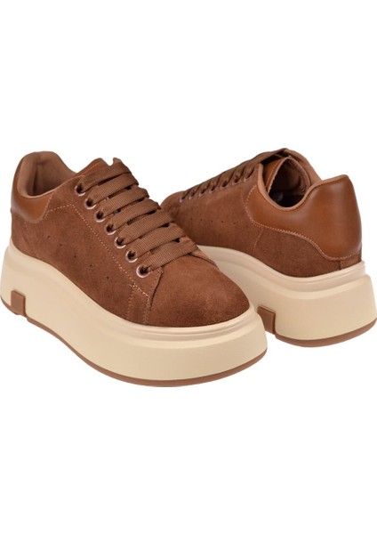 Hakiki Deri Kalın Taban Kadın Spor Ayakkabı GJ-25K361-1 Camel Süet indirimleri