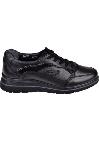 Hakiki Deri Comfort Lastikli Kadın Ayakkabı For-Peon Siyah fiyatları