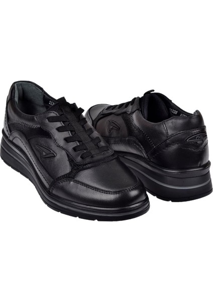 Hakiki Deri Comfort Lastikli Kadın Ayakkabı For-Peon Siyah indirimleri