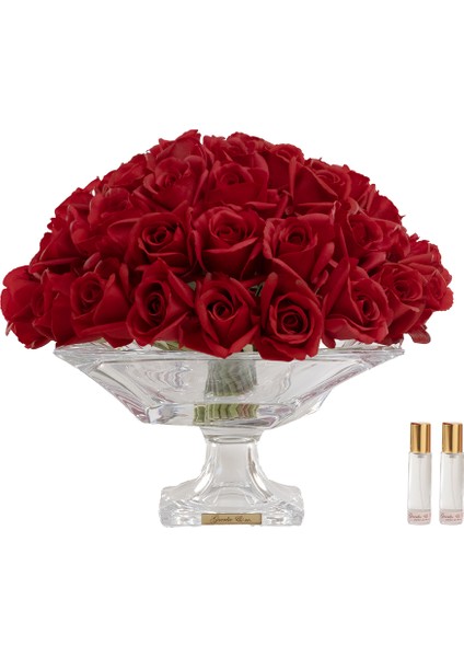 Kırmızı 49 Tomurcuk Gül Kristal Cam