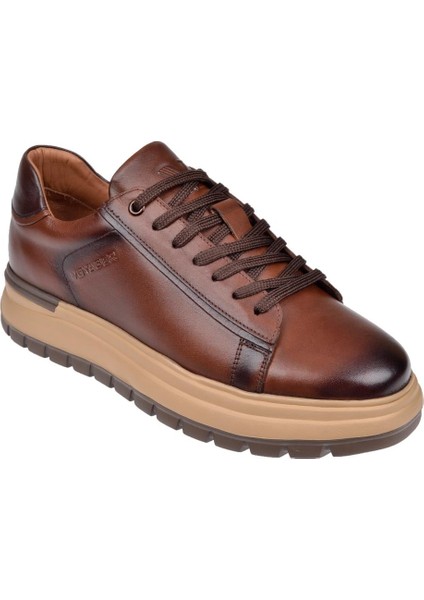 Hakiki Deri Erkek Spor Ayakkabı Sneaker VOY-387 Taba