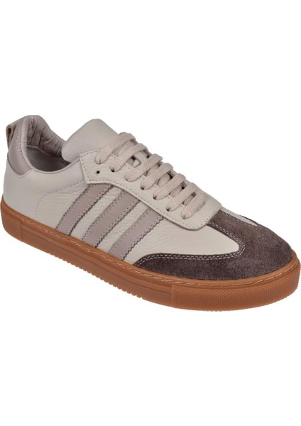 Hakiki Deri Kadın Spor Ayakkabı Sneaker MAK-3020 Vizon