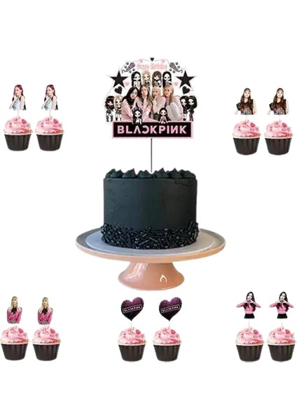 BLACK PİNK Cake topper s(5oli cupca-20likü-1 pasta