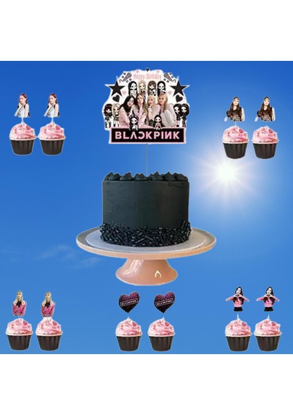BLACK PİNK Cake topper s(5oli cupca-20likü-1 pasta modelleri
