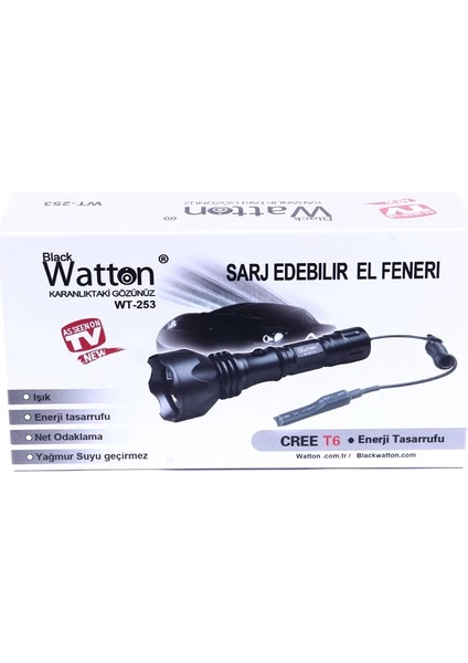 Orjinal 600 Lümen Tx6 Şarjlı Özel Avcı Feneri WT-253 fırsatları