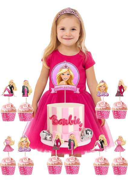Barbie Cake Topper Set Pasta Seti 20 Kürdan 25 Kek Kalıbı 1 Pasta Üstü Büyük Doğum Günü Pasta Süsü fiyatları