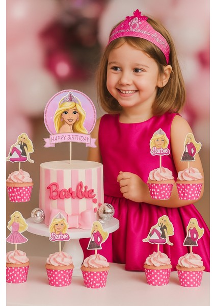 Barbie Cake Topper Set Pasta Seti 20 Kürdan 25 Kek Kalıbı 1 Pasta Üstü Büyük Doğum Günü Pasta Süsü modelleri