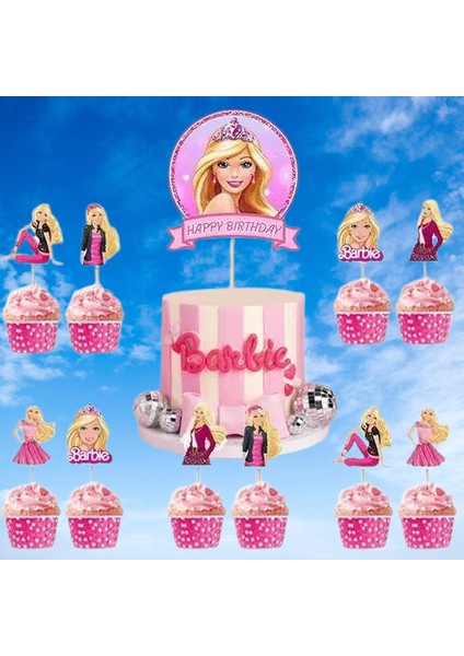 Barbie Cake Topper Set Pasta Seti 20 Kürdan 25 Kek Kalıbı 1 Pasta Üstü Büyük Doğum Günü Pasta Süsü fırsatları