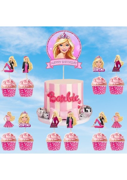 Barbie Cake Topper Set Pasta Seti 20 Kürdan 25 Kek Kalıbı 1 Pasta Üstü Büyük Doğum Günü Pasta Süsü indirimleri