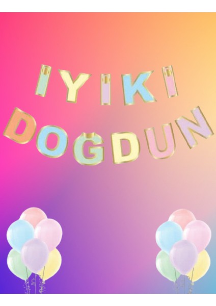 İyiki Doğdun Banner MAKARON Varaklı Rengarenk modelleri