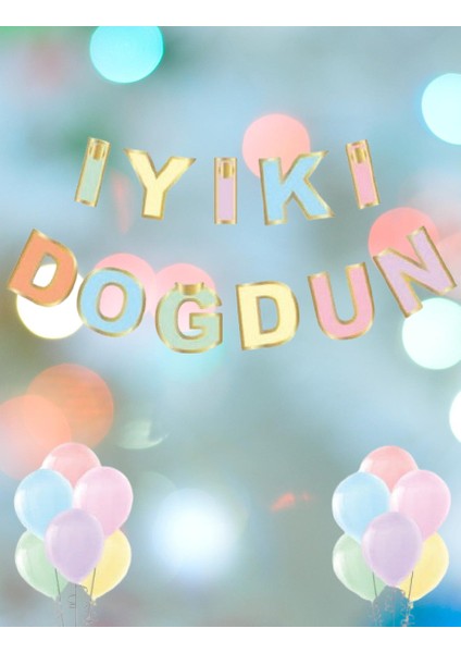 İyiki Doğdun Banner MAKARON Varaklı Rengarenk fırsatları