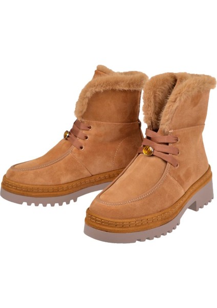 Hakiki Deri Süet Kadın Bot GJ-25K433 Taba Süet fırsatları