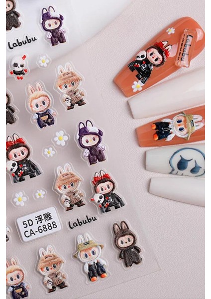 Labubu Tırnak Sticker Protez Tırnak Kalıcı Oje Süsleme, Nail Art Sticker CA-6888