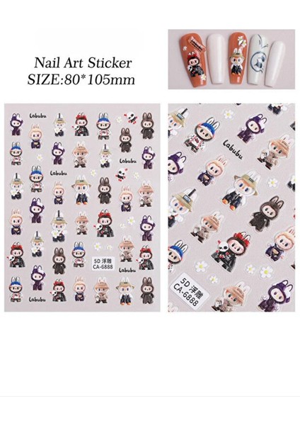 Labubu Tırnak Sticker Protez Tırnak Kalıcı Oje Süsleme, Nail Art Sticker CA-6888 fiyatları