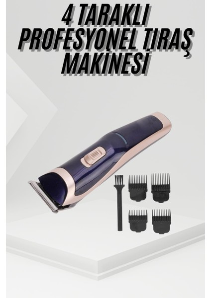 Tıraş Makinesi 4 Başlıklı Paslanmaz Çelik Bıçaklı Tüm Saç Tiplerine Uygun