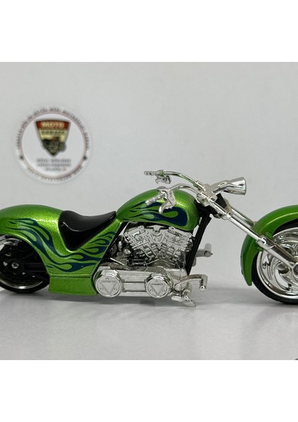 Iron Choppers Yeşil Alev Desenli 1:18 Diecast Custom Motosiklet Model – Lisanslı Metal Maket Oyuncak fiyatları