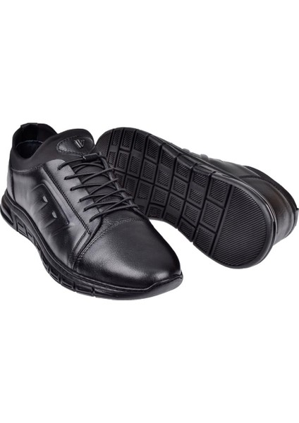 Hakiki Deri Lastikli Erkek Ayakkabı VOY-271-1 Siyah indirimleri