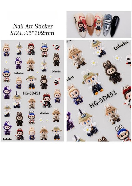 Labubu Tırnak Sticker Protez Tırnak Kalıcı Oje Süsleme, Nail Art Sticker 5D451