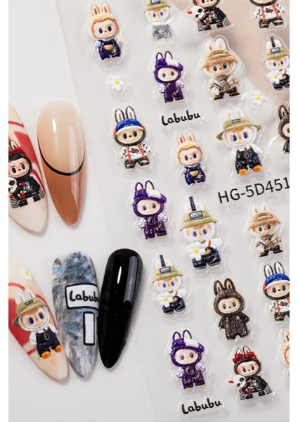 Labubu Tırnak Sticker Protez Tırnak Kalıcı Oje Süsleme, Nail Art Sticker 5D451 fiyatları