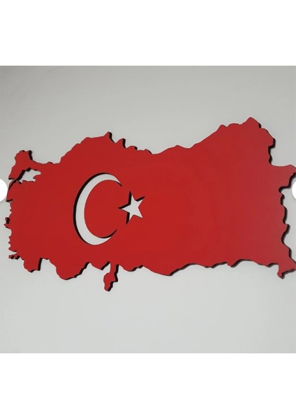 Türkiye Haritası Kırmızı Mdf Duvar Tablosu 50CMX22CM