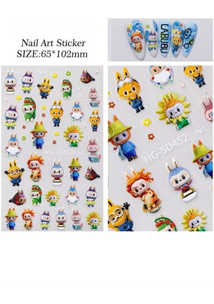 Labubu Tırnak Sticker Protez Tırnak Kalıcı Oje Süsleme, Nail Art Sticker 5D452