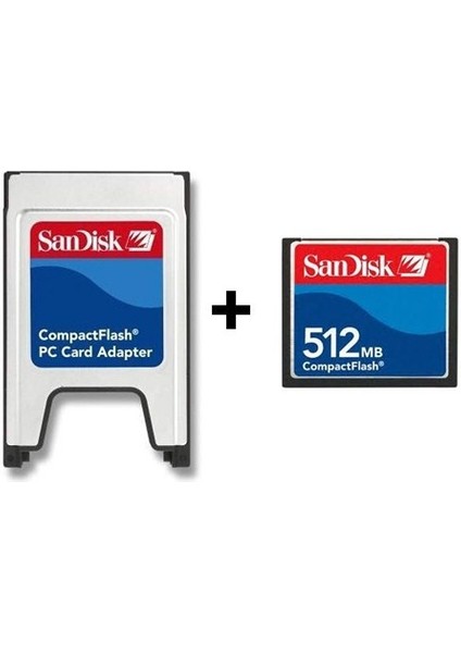PCMCIA-CF Compact Flash Adaptör + 512MB Compact Flash Kart