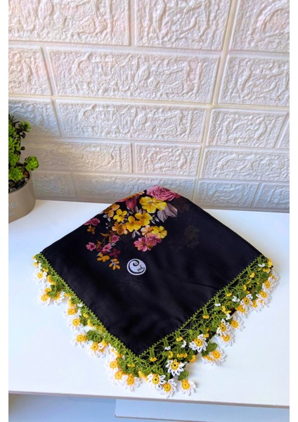 Anne-Kadın Papatya Oyalı El Işi Eşarp Tülbent Yazma Eripek/reyhan modelleri