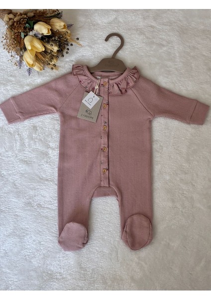 Cassıope %100 Pamuklu Fırfır Yaka Düğmeli Uzun Kollu Patikli Kız Bebek Tulumu fiyatları