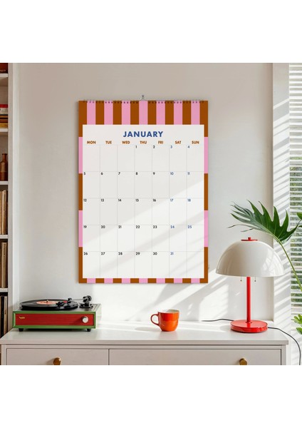 2026 Duvar Takvimi, Aylık Planlayıcı Takvim, 33X48 cm & A4 Takvim, Renkli Soyut Modern Sanat Duvar Takvimi