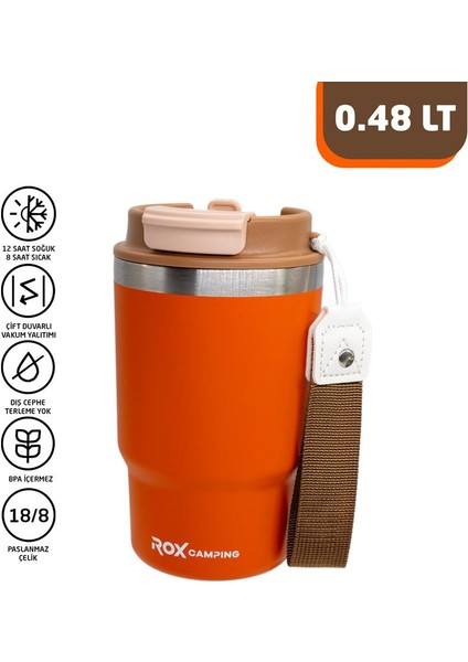 0195 Pipetli Kahve Termosu 0.48 Lt - Turuncu