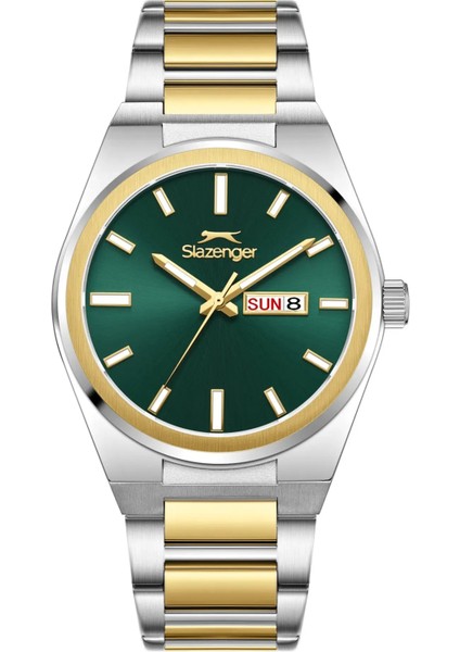 SL.09.2555.2.02 Erkek Kol Saati | 41 mm Yeşil Kadran, Çift Renk Bilezik, Oval Paslanmaz Çeli
