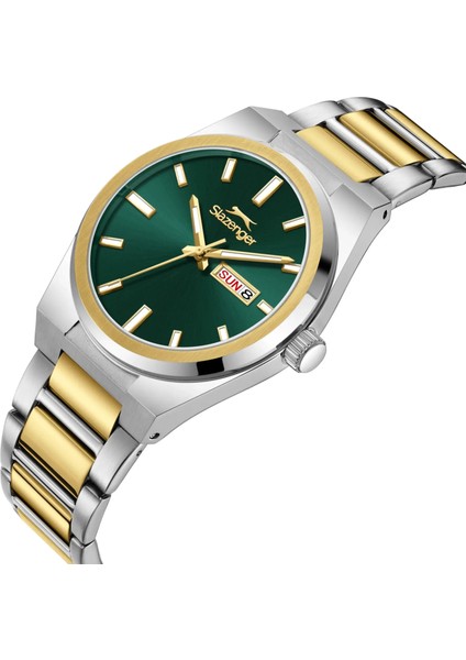 SL.09.2555.2.02 Erkek Kol Saati | 41 mm Yeşil Kadran, Çift Renk Bilezik, Oval Paslanmaz Çeli fiyatları