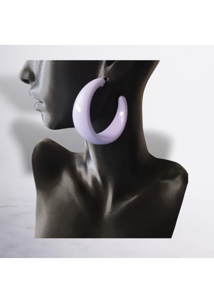 C Şekilli Eflatun Renk Akrilik Spor Tarz Küpe