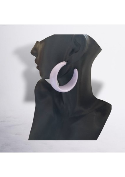 C Şekilli Eflatun Renk Akrilik Spor Tarz Küpe modelleri