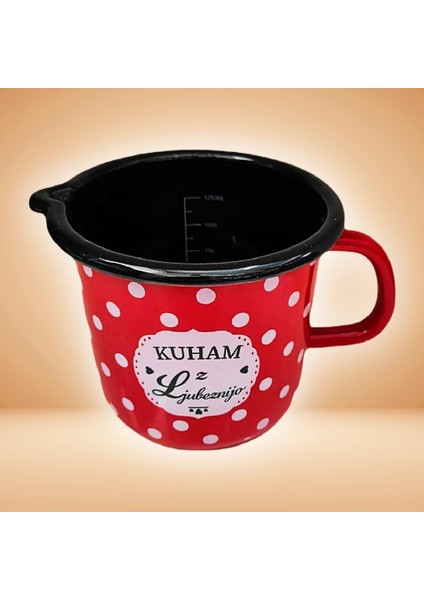 Emaye Sütlük Yumurta Haşlama Sos ve Mama Yapma Kupası 1250 ml Kırmızı Puantiyeli fiyatları