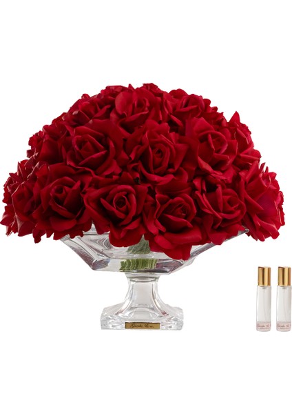 Kırmızı 35 Iri Gül Kristal Cam