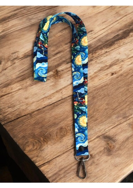 YILDIZLI GECE yorum temalı Boyun Askı Ipi ve Yaka Kartlık