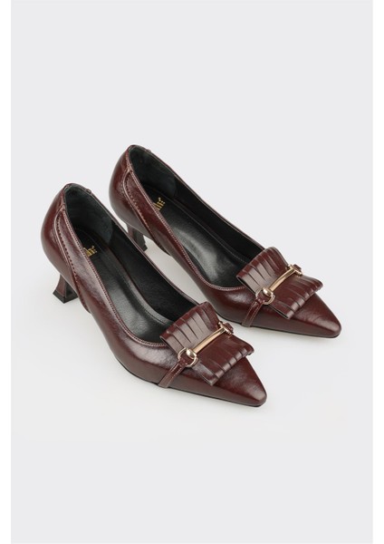 Bordo Kadın Orta Topuk Ayakkabı fiyatları