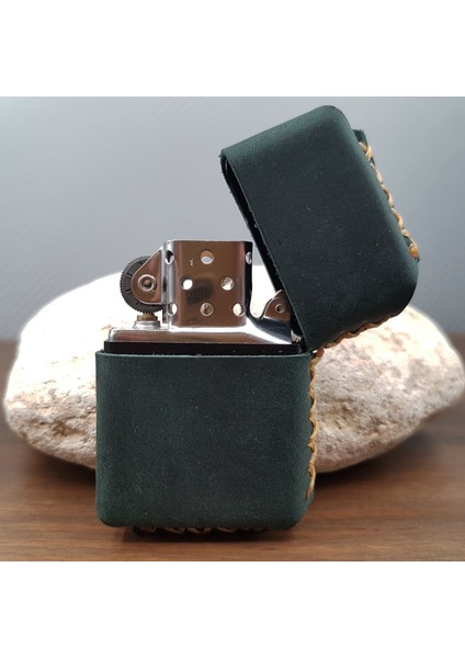 Yeşil Deri Kılıflı Benzinli Çakmak fiyatları