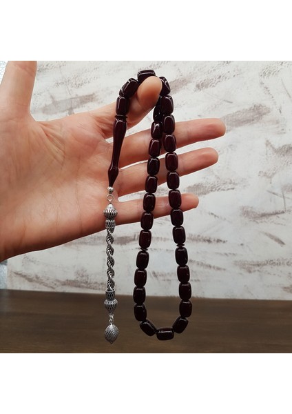 Gümüş Püskül Kapsül Çubuk Sıkma Kehribar Tesbih