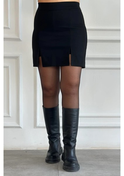 Çelik Kumaş Ön Arka Etek Görünümlü Likralı Şort Etek