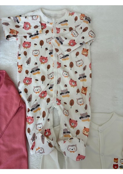 Misimosi Tatlı Hayvanlar Temalı Uzun Kollu 3lü Patikli Kız Bebek Tulumu indirimleri